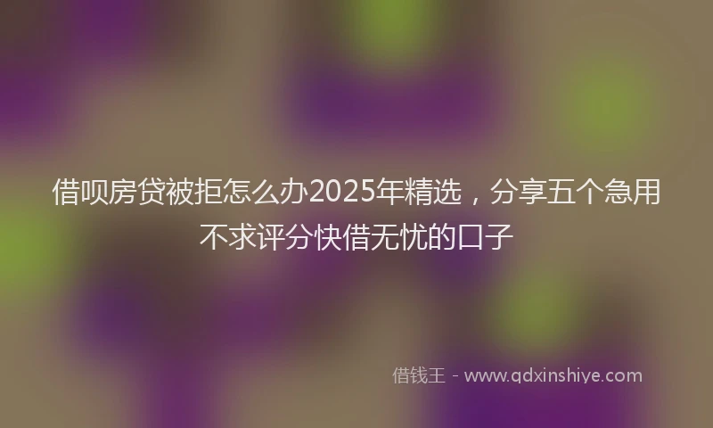 借呗房贷被拒怎么办2025年精选，分享五个急用不求评分快借无忧的口子