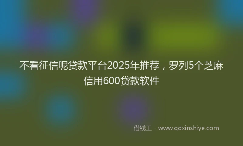 不看征信呢贷款平台2025年推荐，罗列5个芝麻信用600贷款软件