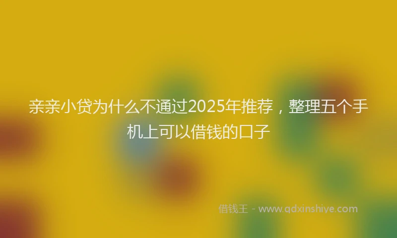 亲亲小贷为什么不通过2025年推荐，整理五个手机上可以借钱的口子