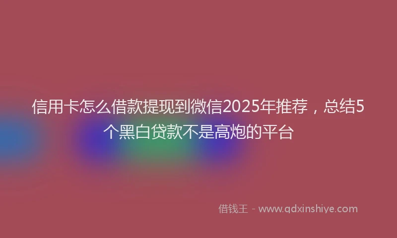 信用卡怎么借款提现到微信2025年推荐，总结5个黑白贷款不是高炮的平台