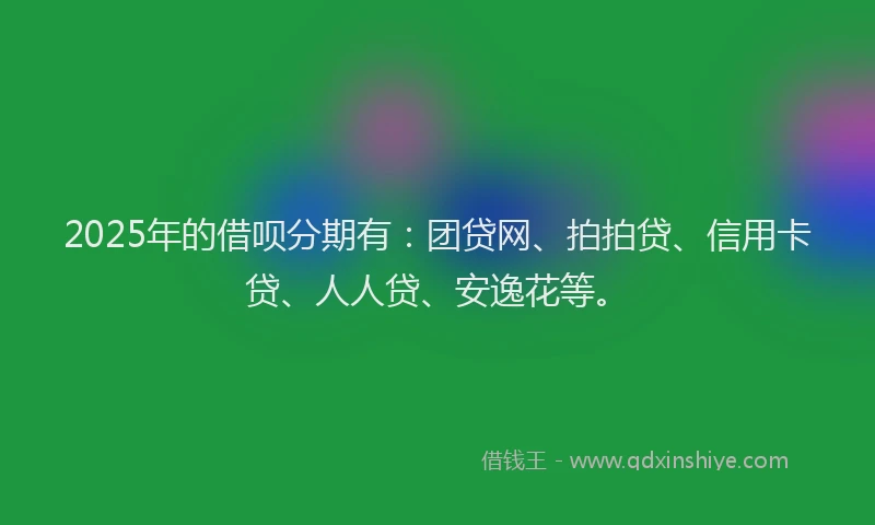 2025年的借呗分期有：团贷网、拍拍贷、信用卡贷、人人贷、安逸花等。