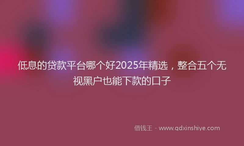 低息的贷款平台哪个好2025年精选，整合五个无视黑户也能下款的口子