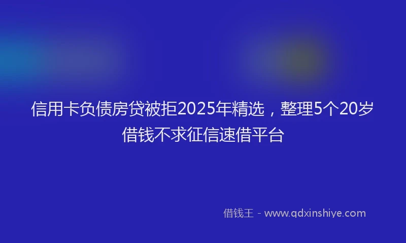 信用卡负债房贷被拒2025年精选，整理5个20岁借钱不求征信速借平台