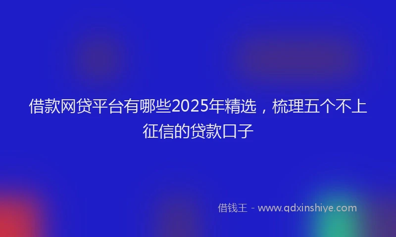 借款网贷平台有哪些2025年精选，梳理五个不上征信的贷款口子