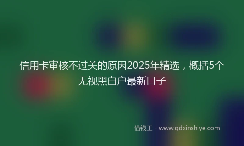 信用卡审核不过关的原因2025年精选，概括5个无视黑白户最新口子