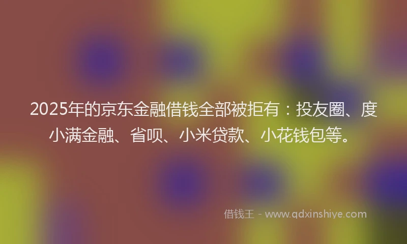 2025年的京东金融借钱全部被拒有：投友圈、度小满金融、省呗、小米贷款、小花钱包等。