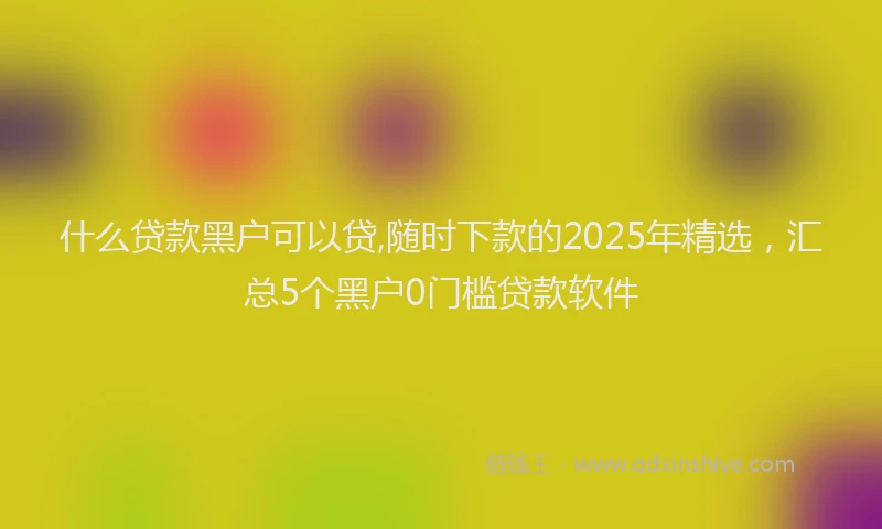 什么贷款黑户可以贷,随时下款的2025年精选，汇总5个黑户0门槛贷款软件