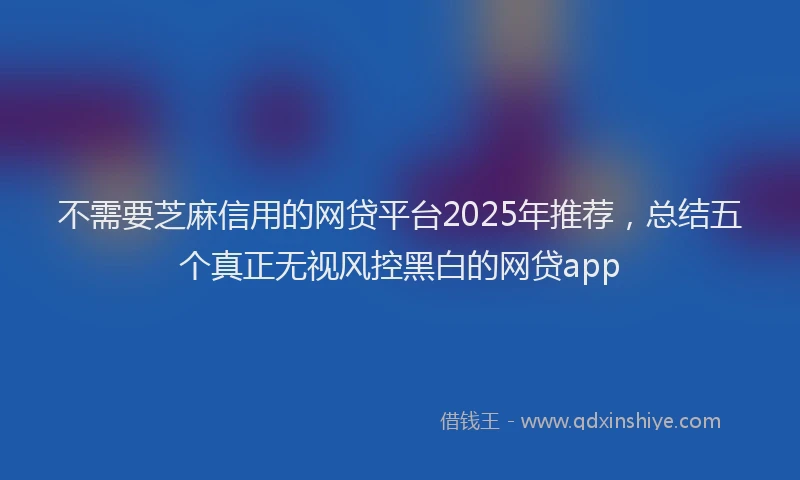 不需要芝麻信用的网贷平台2025年推荐，总结五个真正无视风控黑白的网贷app