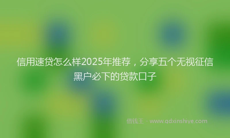 信用速贷怎么样2025年推荐，分享五个无视征信黑户必下的贷款口子