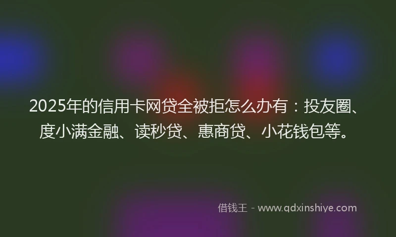 2025年的信用卡网贷全被拒怎么办有：投友圈、度小满金融、读秒贷、惠商贷、小花钱包等。