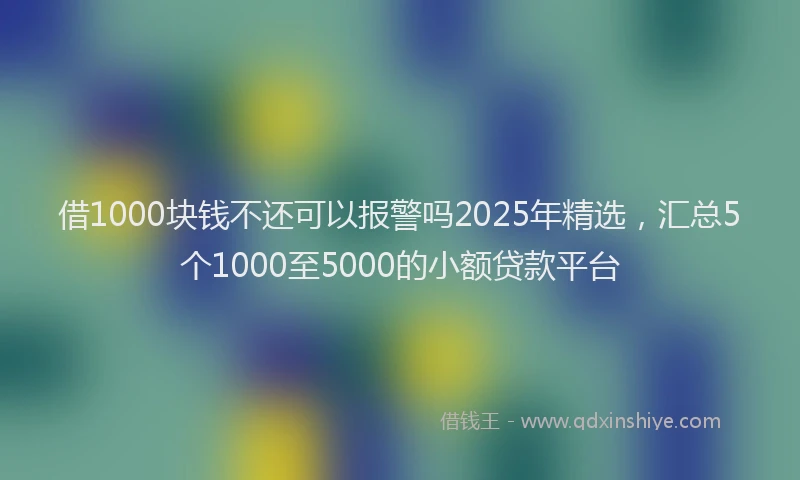 借1000块钱不还可以报警吗2025年精选，汇总5个1000至5000的小额贷款平台