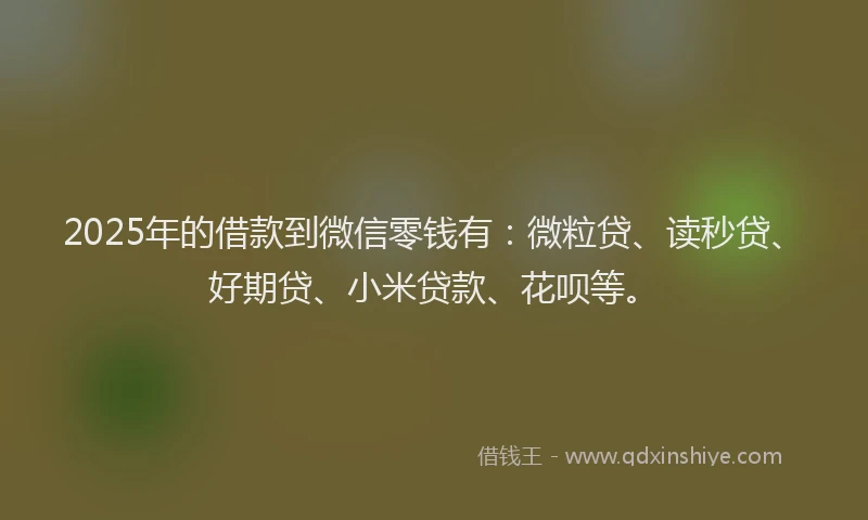 2025年的借款到微信零钱有：微粒贷、读秒贷、好期贷、小米贷款、花呗等。