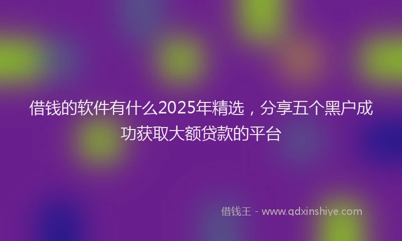 借钱的软件有什么2025年精选，分享五个黑户成功获取大额贷款的平台