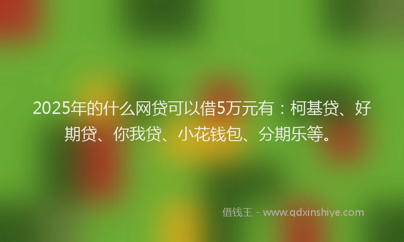 2025年的什么网贷可以借5万元有：柯基贷、好期贷、你我贷、小花钱包、分期乐等。