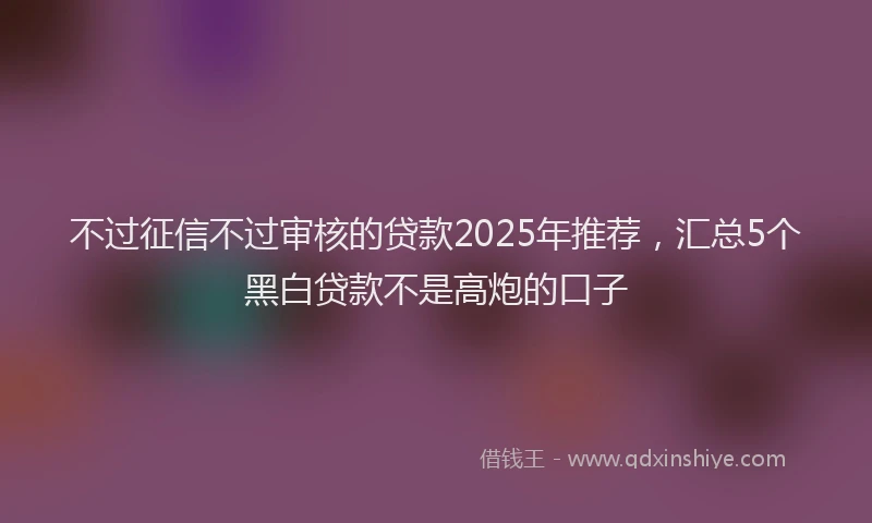 不过征信不过审核的贷款2025年推荐，汇总5个黑白贷款不是高炮的口子