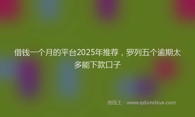 借钱一个月的平台2025年推荐，罗列五个逾期太多能下款口子