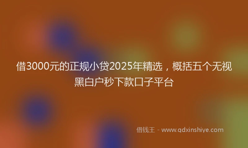 借3000元的正规小贷2025年精选，概括五个无视黑白户秒下款口子平台
