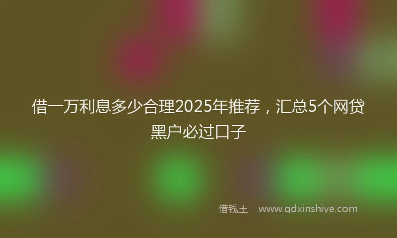 借一万利息多少合理2025年推荐，汇总5个网贷黑户必过口子