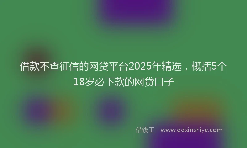 借款不查征信的网贷平台2025年精选，概括5个18岁必下款的网贷口子