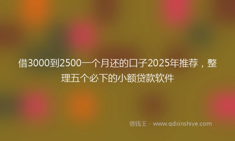 借3000到2500一个月还的口子2025年推荐，整理五个必下的小额贷款软件