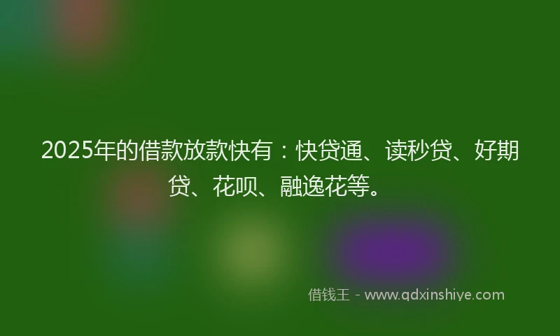 2025年的借款放款快有：快贷通、读秒贷、好期贷、花呗、融逸花等。