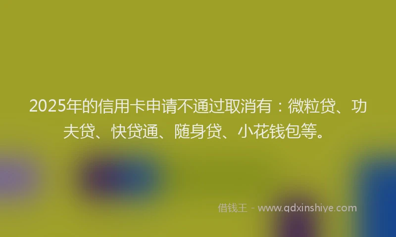 2025年的信用卡申请不通过取消有：微粒贷、功夫贷、快贷通、随身贷、小花钱包等。