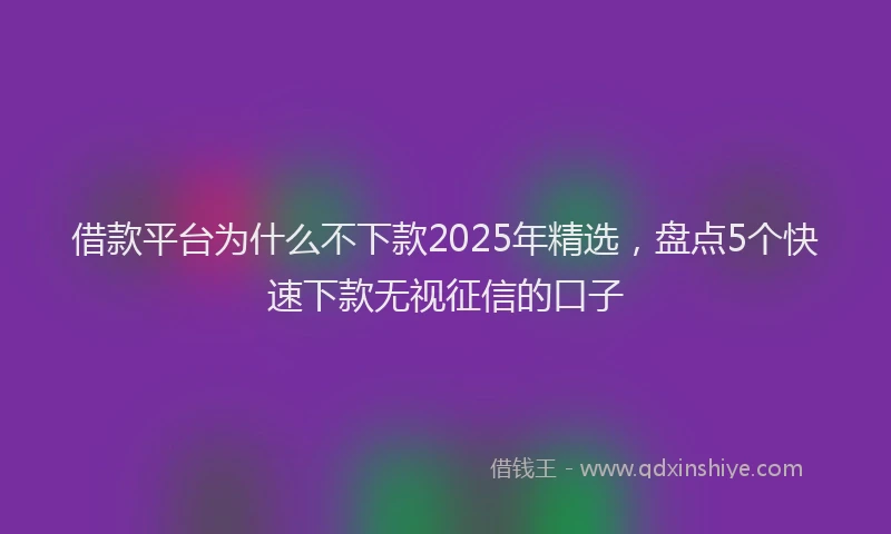 借款平台为什么不下款2025年精选，盘点5个快速下款无视征信的口子