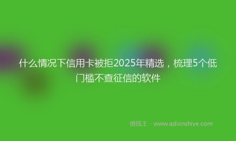什么情况下信用卡被拒2025年精选，梳理5个低门槛不查征信的软件