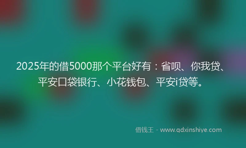 2025年的借5000那个平台好有：省呗、你我贷、平安口袋银行、小花钱包、平安i贷等。