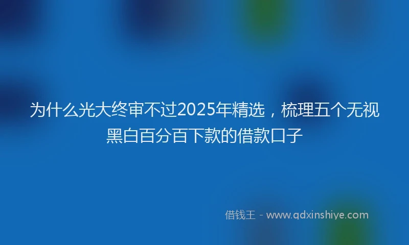 为什么光大终审不过2025年精选，梳理五个无视黑白百分百下款的借款口子