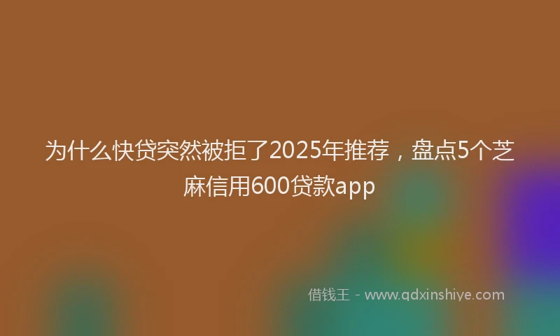 为什么快贷突然被拒了2025年推荐，盘点5个芝麻信用600贷款app