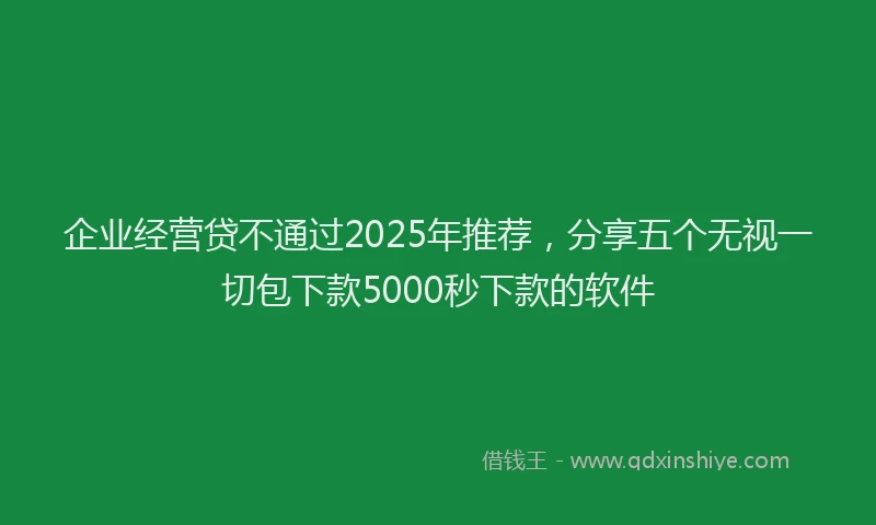 企业经营贷不通过2025年推荐，分享五个无视一切包下款5000秒下款的软件
