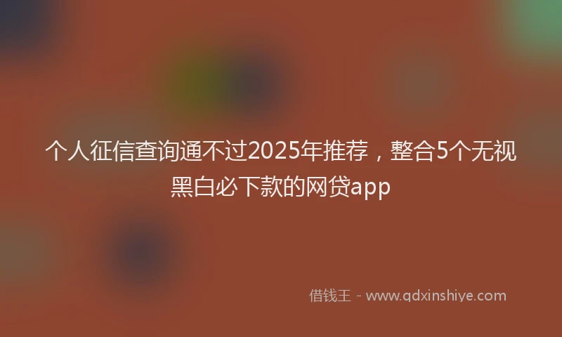 个人征信查询通不过2025年推荐，整合5个无视黑白必下款的网贷app