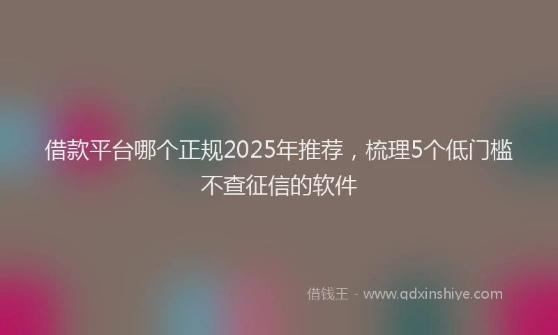 借款平台哪个正规2025年推荐，梳理5个低门槛不查征信的软件