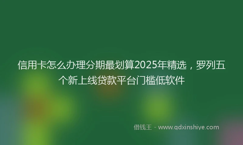 信用卡怎么办理分期最划算2025年精选，罗列五个新上线贷款平台门槛低软件
