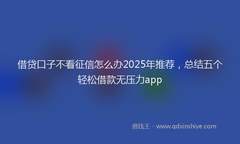 借贷口子不看征信怎么办2025年推荐，总结五个轻松借款无压力app