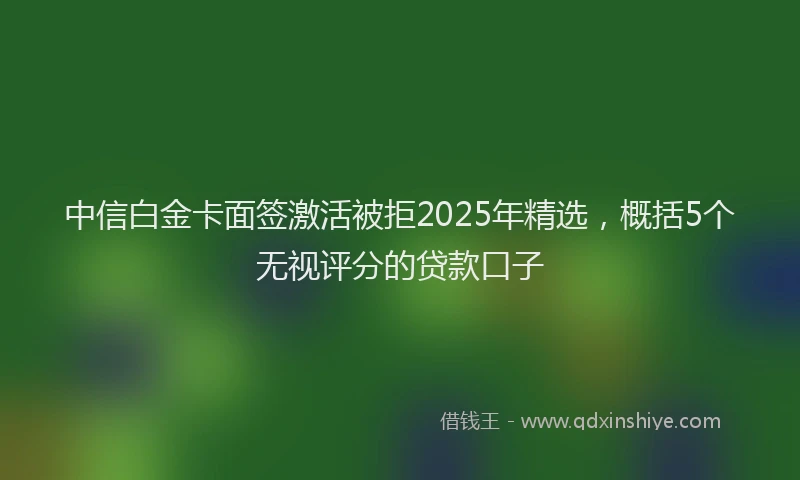 中信白金卡面签激活被拒2025年精选，概括5个无视评分的贷款口子