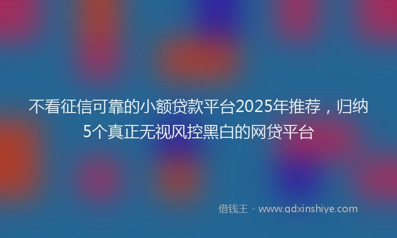 不看征信可靠的小额贷款平台2025年推荐，归纳5个真正无视风控黑白的网贷平台