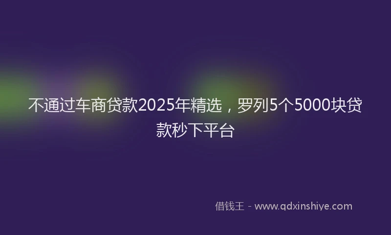不通过车商贷款2025年精选，罗列5个5000块贷款秒下平台