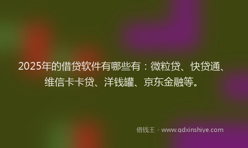 2025年的借贷软件有哪些有：微粒贷、快贷通、维信卡卡贷、洋钱罐、京东金融等。