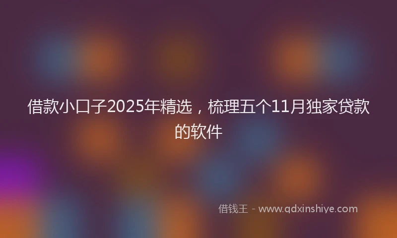 借款小口子2025年精选，梳理五个11月独家贷款的软件