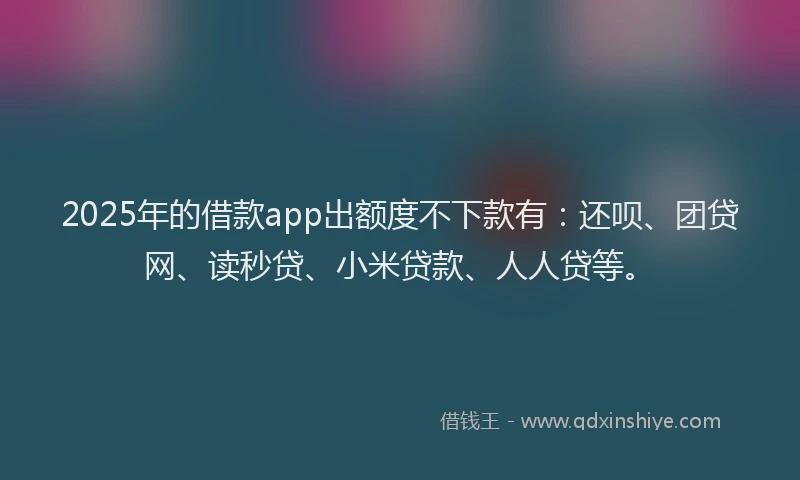 2025年的借款app出额度不下款有：还呗、团贷网、读秒贷、小米贷款、人人贷等。