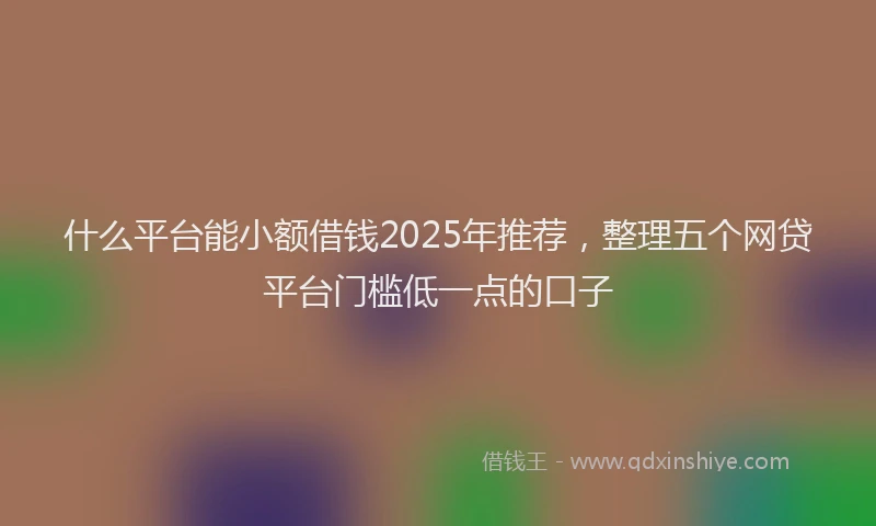 什么平台能小额借钱2025年推荐，整理五个网贷平台门槛低一点的口子