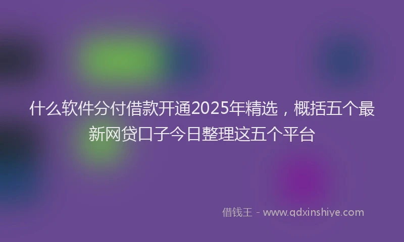 什么软件分付借款开通2025年精选，概括五个最新网贷口子今日整理这五个平台