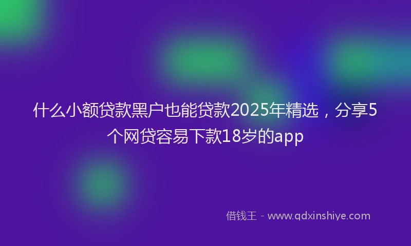 什么小额贷款黑户也能贷款2025年精选，分享5个网贷容易下款18岁的app