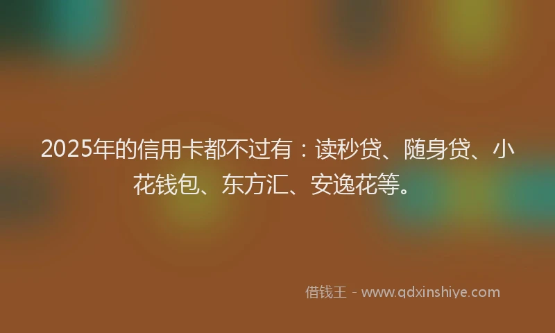 2025年的信用卡都不过有：读秒贷、随身贷、小花钱包、东方汇、安逸花等。