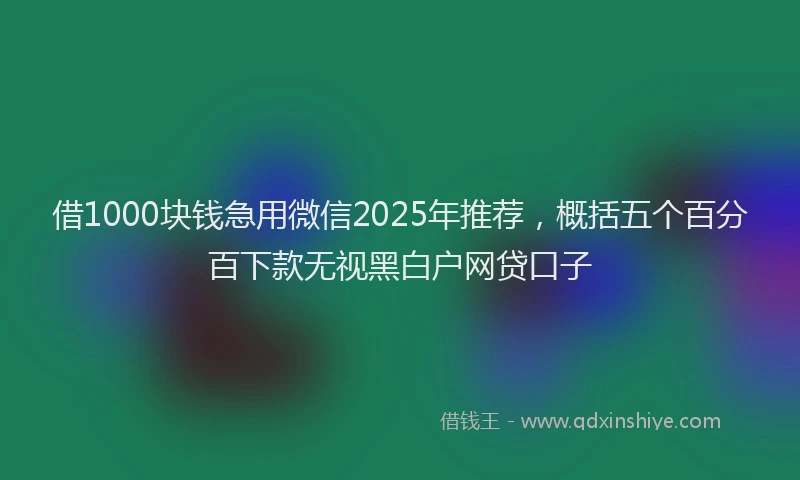 借1000块钱急用微信2025年推荐，概括五个百分百下款无视黑白户网贷口子