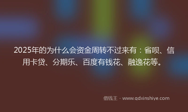 2025年的为什么会资金周转不过来有：省呗、信用卡贷、分期乐、百度有钱花、融逸花等。