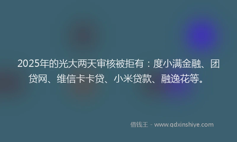2025年的光大两天审核被拒有：度小满金融、团贷网、维信卡卡贷、小米贷款、融逸花等。