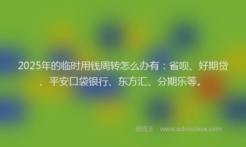 2025年的临时用钱周转怎么办有：省呗、好期贷、平安口袋银行、东方汇、分期乐等。